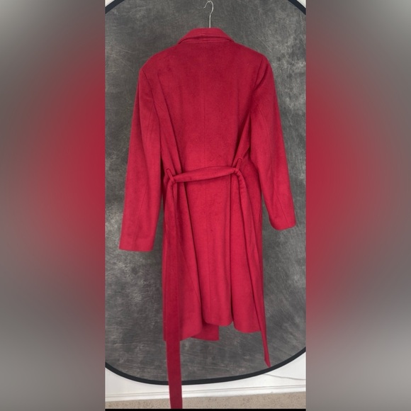 Dennis by Dennis Basso Red Wool-Blend Wrap Coat | Magnetic Closure | Size 18W - Picture 3 of 12